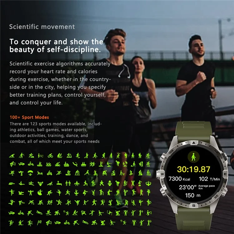 GT45 1.6-inch Outdoor Smart Watch Bluetooth-compatible Call Fitness Tracker Bracelet with Heart Rate Blood Pressure Sleep Monitor - Black