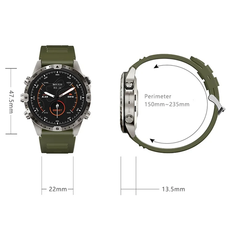 GT45 1.6-inch Outdoor Smart Watch Bluetooth-compatible Call Fitness Tracker Bracelet with Heart Rate Blood Pressure Sleep Monitor - Black