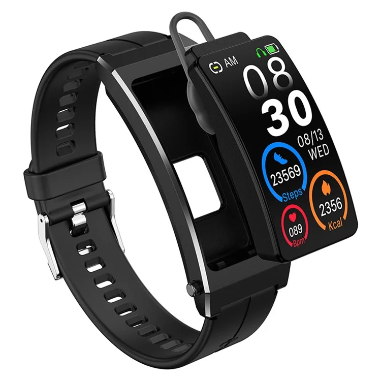 K13S 1,14 Zoll 2-in-1 Smart Armband mit Headset Wasserdicht Bluetooth-Anrufe Sportuhren - Schwarz