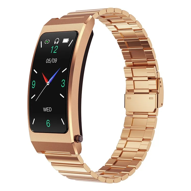 K13S 1,14 Zoll 2-in-1 Headset Smart Watch Lebenswasserdicht Bluetooth-Anrufe Sportarmband mit Stahlarmband - Gold