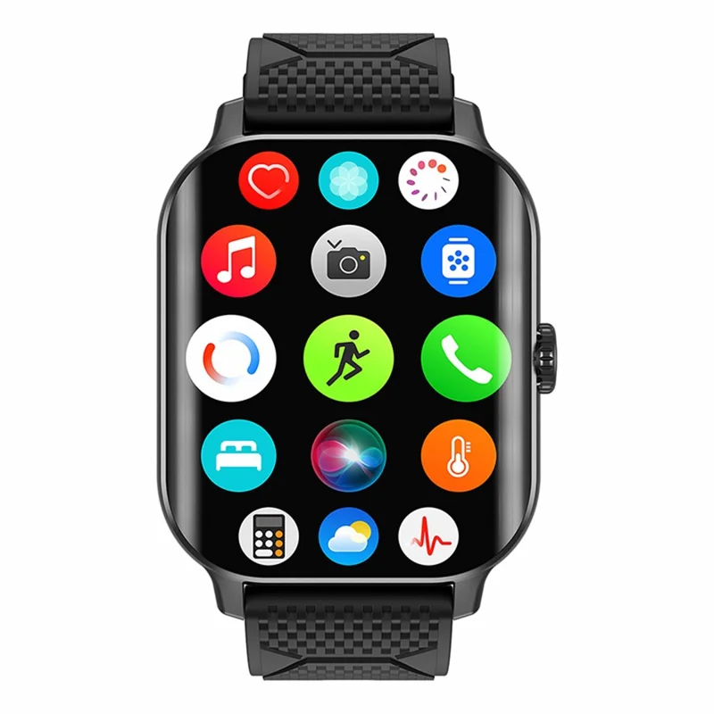 F12 2.02-inch Curved Screen Smart Watch with Encoder Bluetooth-compatible Calling Smart Bracelet with Health Monitoring - Black