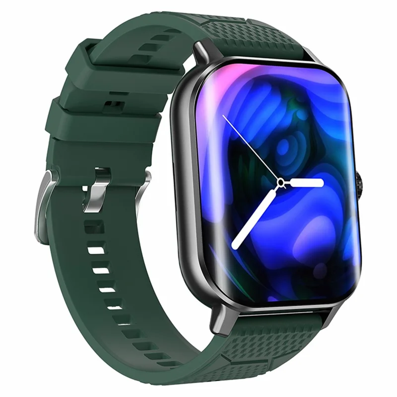 F12 2.02-inch Curved Screen Smart Watch with Encoder Bluetooth-compatible Calling Smart Bracelet with Health Monitoring - Black / Green