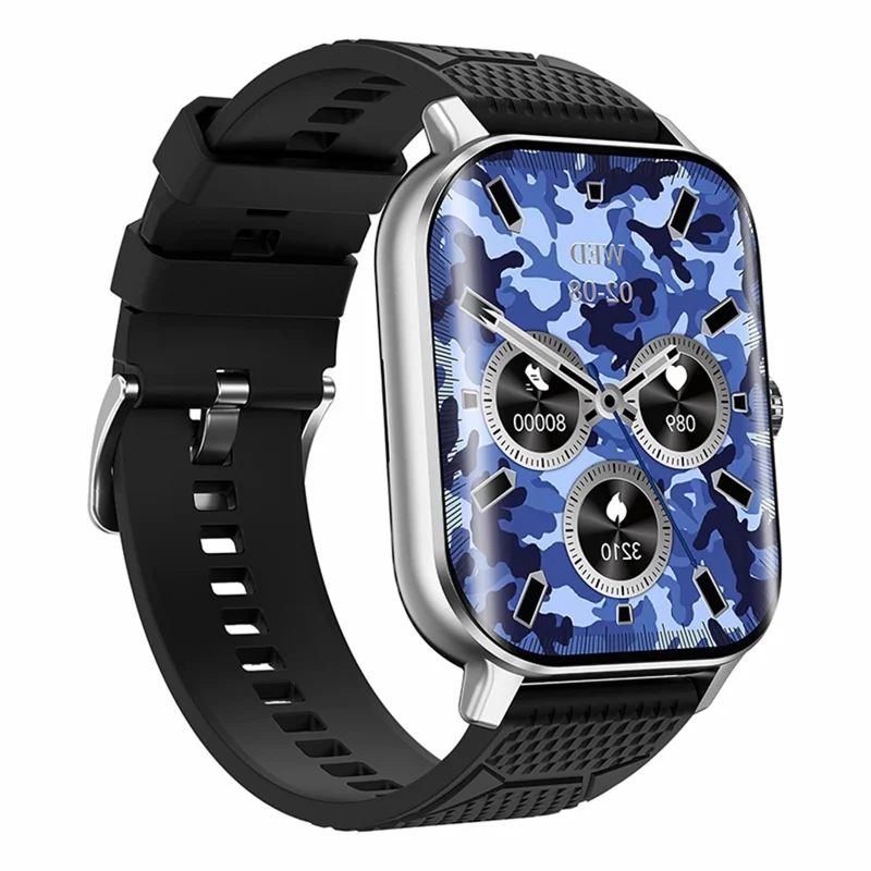 F12 2.02-inch Curved Screen Smart Watch with Encoder Bluetooth-compatible Calling Smart Bracelet with Health Monitoring - Silver / Black