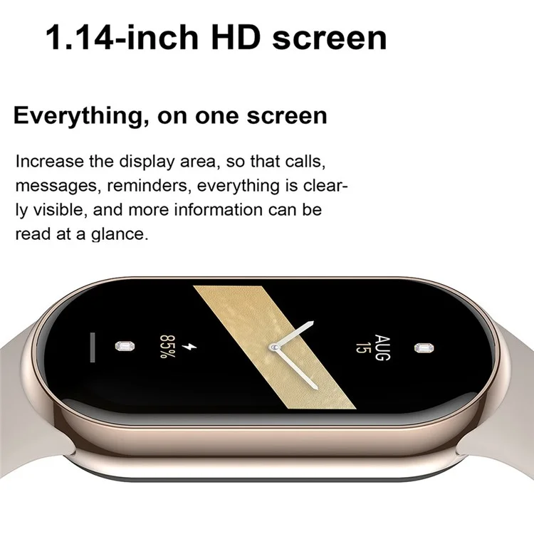 M8 1,14'' Smart Watch Fitness Aktivitätsmonitor Uhr Herzfrequenz, Blutdruck, Blutzucker, Schlafüberwachung - Schwarz