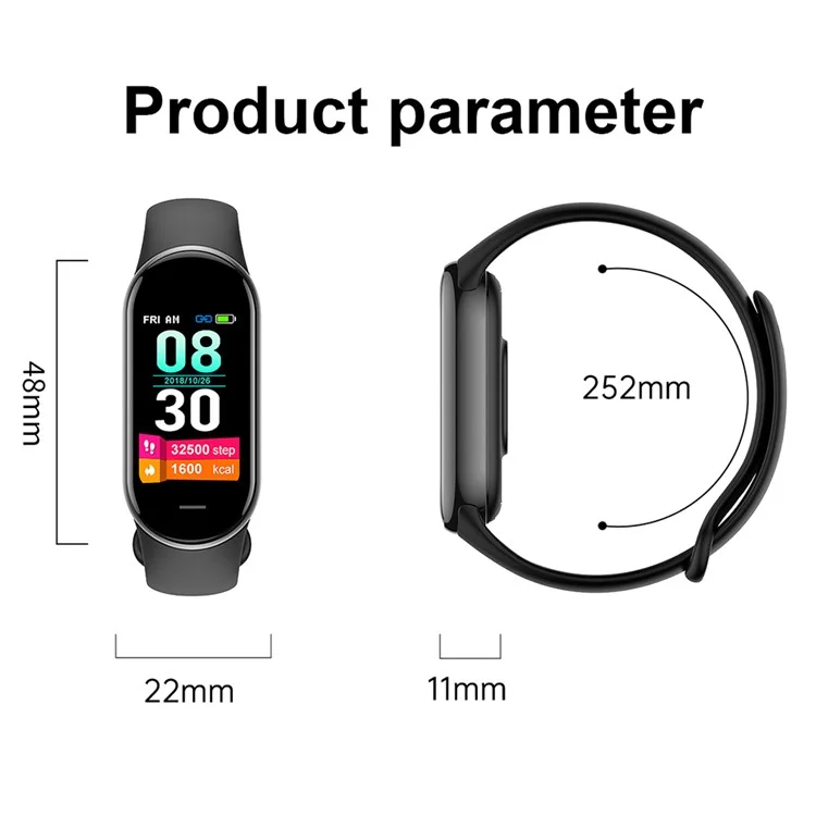 M8 1.14'' Smart Watch Fitness Activity Monitor Watch Heart Rate, Blood Pressure, Blood Sugar, Sleep Tracking - Orange