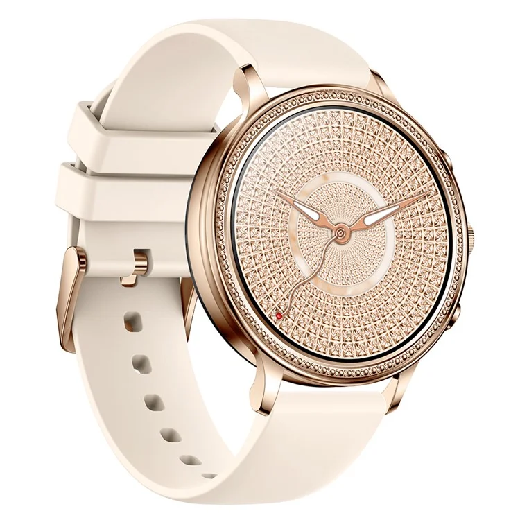 V60 1.39" Full Touch Screen Fossil Smart Watch Waterproof Silicone Strap Women Bluetooth-compatible Call Bracelet with Heart Rate Sleep Monitor - Beige