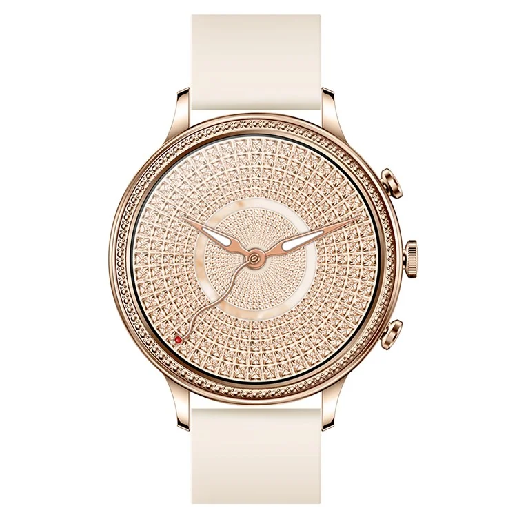 V60 1.39" Full Touch Screen Fossil Smart Watch Waterproof Silicone Strap Women Bluetooth-compatible Call Bracelet with Heart Rate Sleep Monitor - Beige