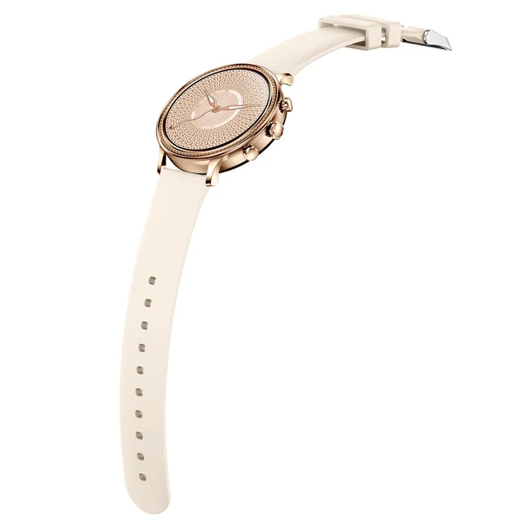 V60 1.39" Full Touch Screen Fossil Smart Watch Waterproof Silicone Strap Women Bluetooth-compatible Call Bracelet with Heart Rate Sleep Monitor - Beige