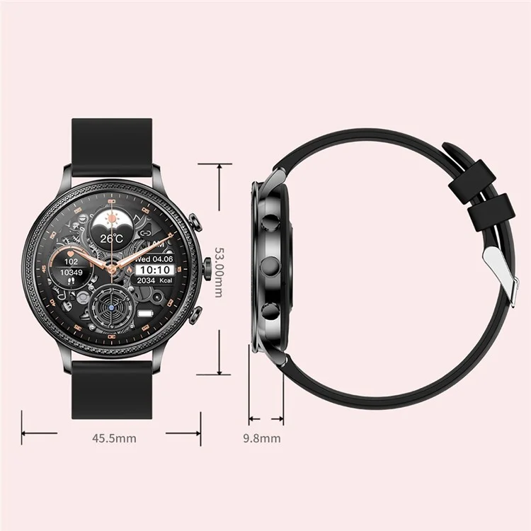 V60 1.39" Full Touch Screen Fossil Smart Watch Waterproof Silicone Strap Women Bluetooth-compatible Call Bracelet with Heart Rate Sleep Monitor - Wine Red