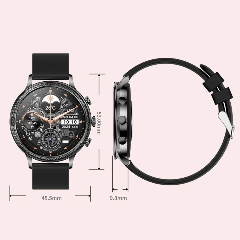 Orologio Smartwatch Fossil V60 da 1,39" a Schermo Tattile Impermeabile con Cinturino in Silicone, Chiamata Bluetooth, Monitoraggio della Frequenza Cardiaca e del Sonno per Donna - Grigio 