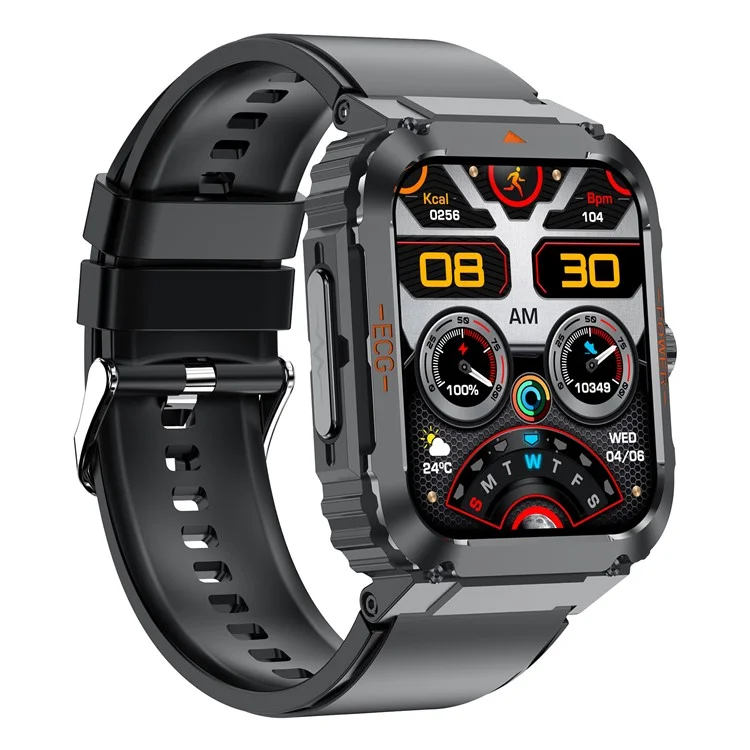 ET550 Bracciale Sportivo ECG Giadia di Zucchero Nel Sangue Frequenza Cardiaca Monitoraggio Della Temperatura Corporea Bluetooth Call Smart Watch, Cinturino in Silicone - Nero