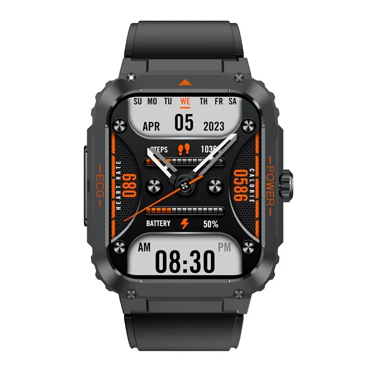 ET550 Sports Armband ECG Blutzucker Herzfrequenz Körpertemperatur Überwachung Bluetooth Anruf Smartwatch, Silikonarmband - Schwarz