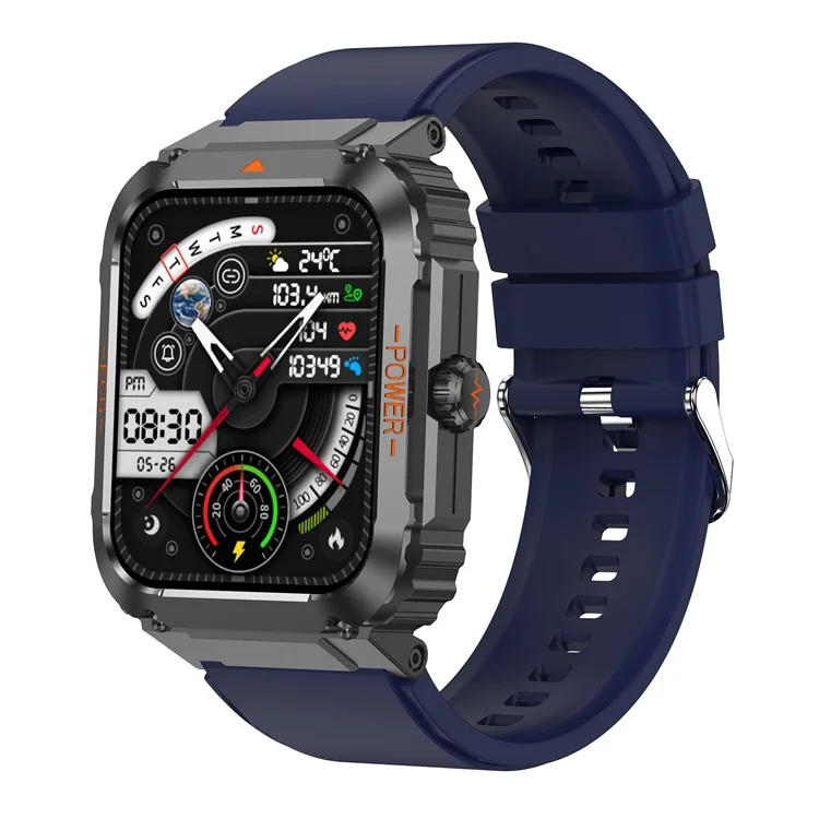 ET550 Sports Bracelet ECG Blood Sugar Heart Rate Body Temperature Monitoring Bluetooth-compatible Call Smart Watch, Silicone Strap - Blue