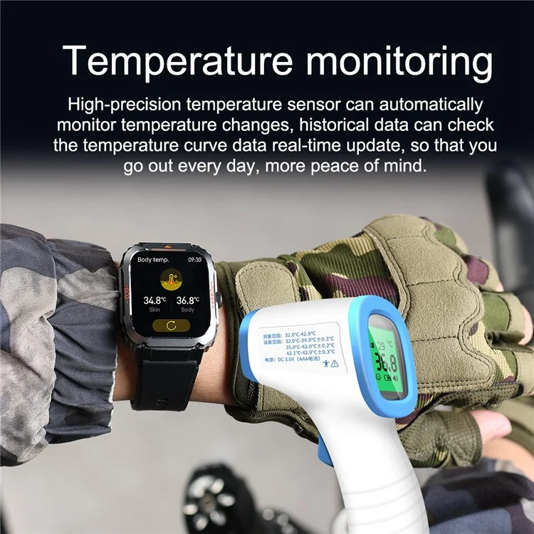 ET550 Sports Bracelet ECG Blood Sugar Heart Rate Body Temperature Monitoring Bluetooth-compatible Call Smart Watch, Silicone Strap - Blue