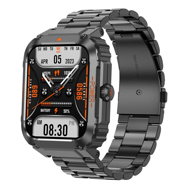 ET550 IP68 Bracciale sportivo impermeabile ECG Monitoraggio della glicemia, della frequenza cardiaca e della temperatura corporea Smart Watch, Cinturino in acciaio