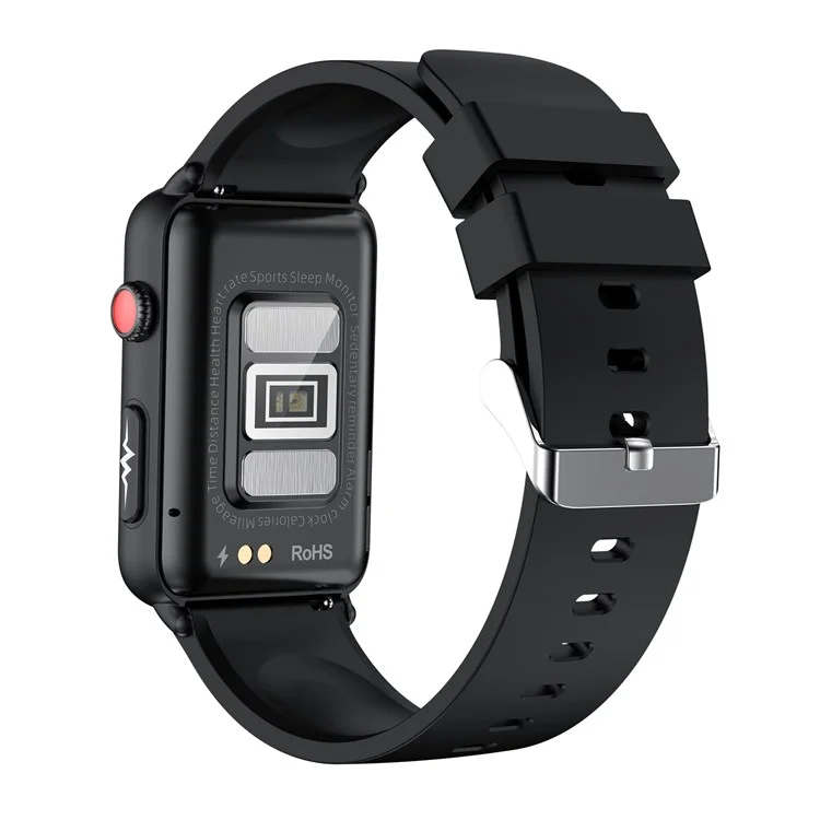 ET620 Montre électrique de 1,57 pouce avec surveillance ECG, température, fréquence cardiaque, Bluetooth, appels, IP67 Waterproof Smart Bracelet, Bracelet en TPU - Noir