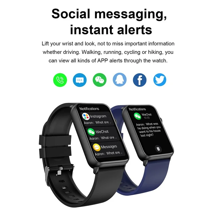 ET620 Montre électrique de 1,57 pouce avec surveillance ECG, température, fréquence cardiaque, Bluetooth, appels, IP67 Waterproof Smart Bracelet, Bracelet en TPU - Noir