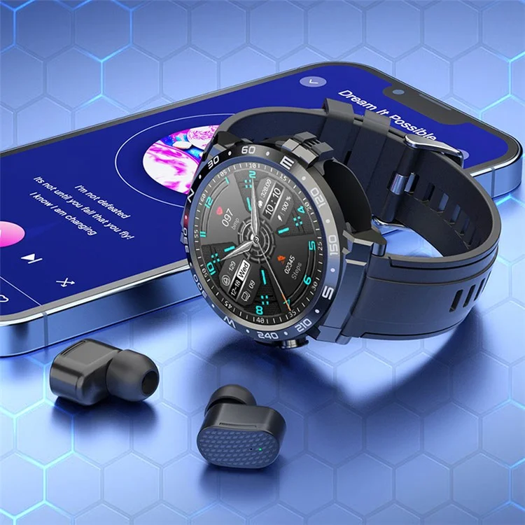 M68PLUS 3-em-1 Headset Smart Watch 1,52 polegadas Tela TFT HD Redonda Pulseira Esportiva Suporte Dupla Chamada, Música Local