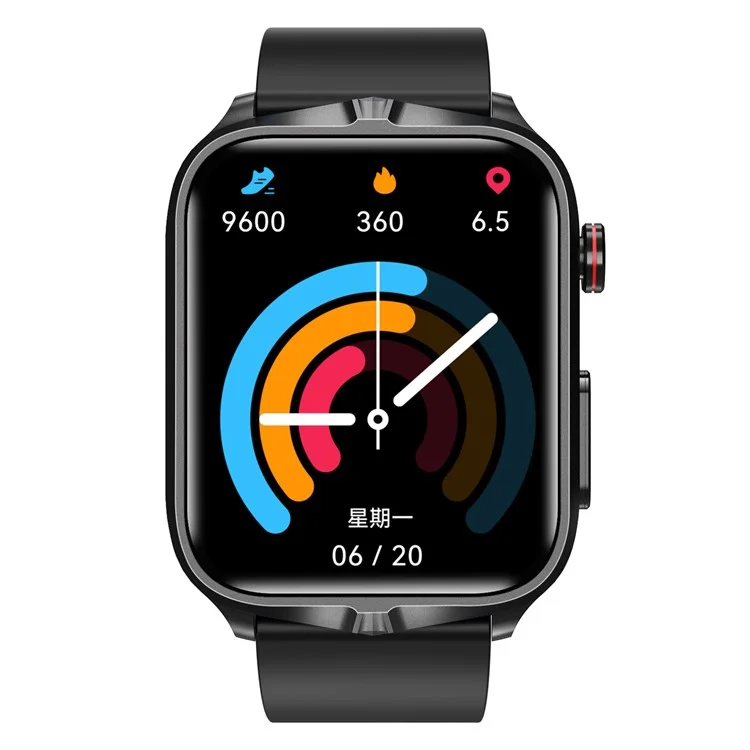 Tk11p 1,83-дюймовый Сенсорный Экран Smart Watch Electrotherapy+bracelet Ecg Health Monitor, Силиконовый Ремешок - Черный