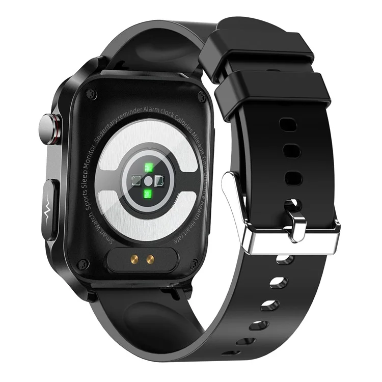 Tk11p 1,83-дюймовый Сенсорный Экран Smart Watch Electrotherapy+bracelet Ecg Health Monitor, Силиконовый Ремешок - Черный