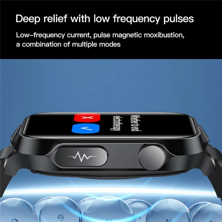Tk11p 1,83-дюймовый Сенсорный Экран Smart Watch Electrotherapy+bracelet Ecg Health Monitor, Силиконовый Ремешок - Черный
