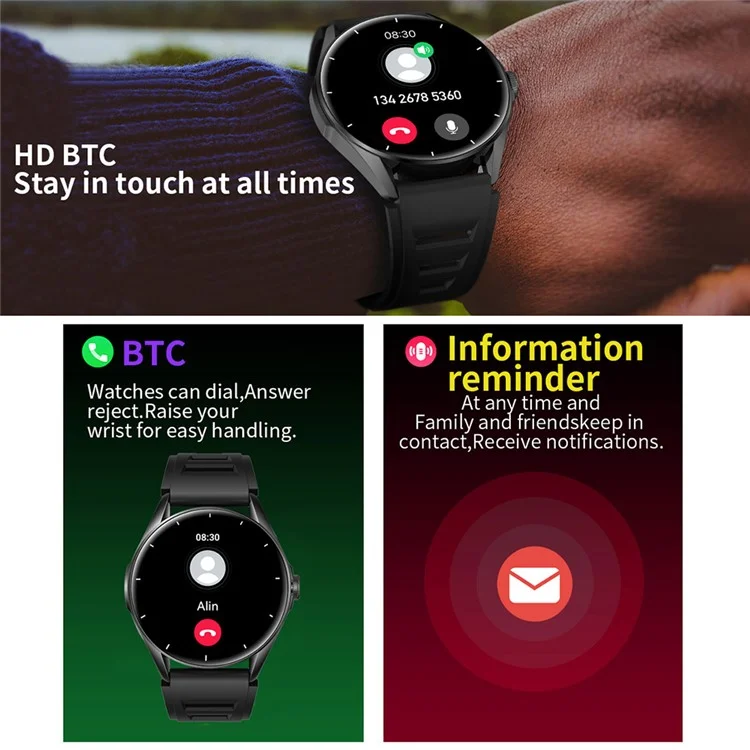 Relógio Inteligente Multiesportivo L61D 1,43 polegadas AMOLED com Monitoramento de Frequência Cardíaca / Pressão Arterial / Oxigênio no Sangue - Preto