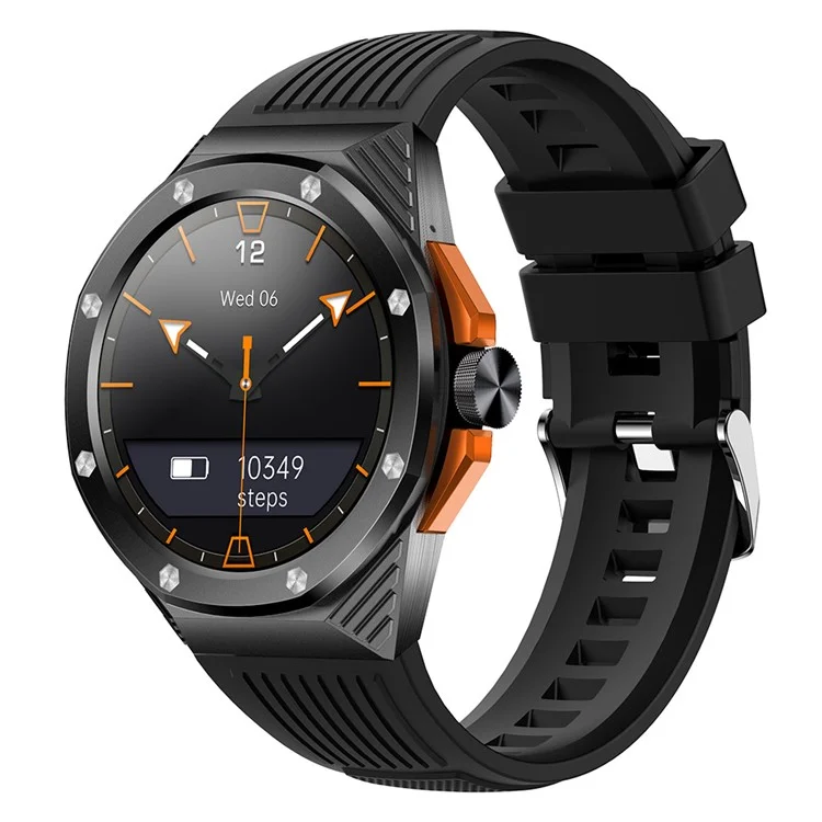 HT8 1,46 Zoll Health Monitoring Smart Watch mit Encoder Bluetooth Call IP67 Wasserdicht Smartwatch - Schwarz