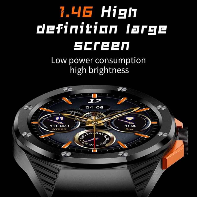 HT8 1,46 Zoll Health Monitoring Smart Watch mit Encoder Bluetooth Call IP67 Wasserdicht Smartwatch - Schwarz