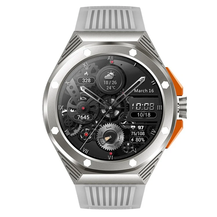HT8 1.46 inch Health Monitoring Smart Watch with Encoder Bluetooth-compatible Call IP67 Waterproof Smartwatch - Grey