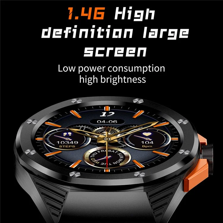 HT8 1.46 inch Health Monitoring Smart Watch with Encoder Bluetooth-compatible Call IP67 Waterproof Smartwatch - Grey