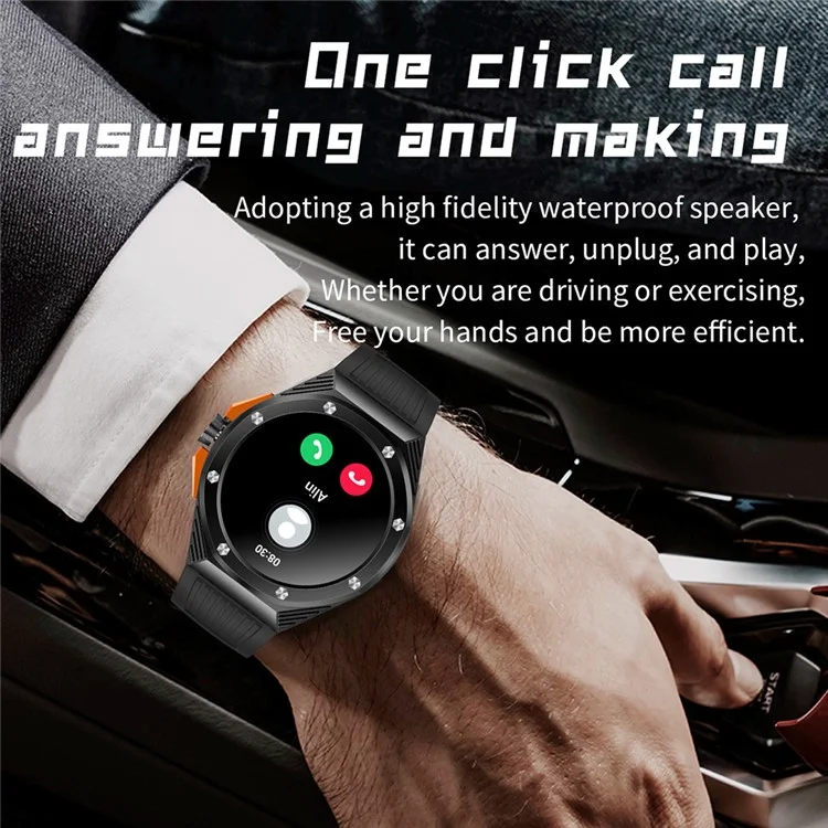 HT8 1.46 inch Health Monitoring Smart Watch with Encoder Bluetooth-compatible Call IP67 Waterproof Smartwatch - Grey