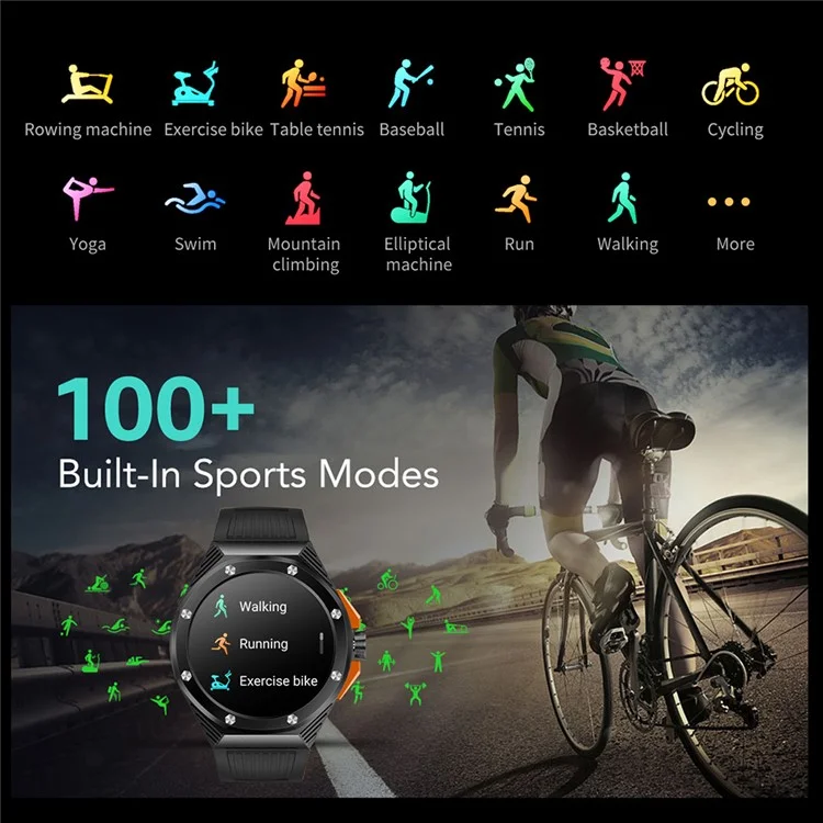 HT8 1.46 inch Health Monitoring Smart Watch with Encoder Bluetooth-compatible Call IP67 Waterproof Smartwatch - Grey