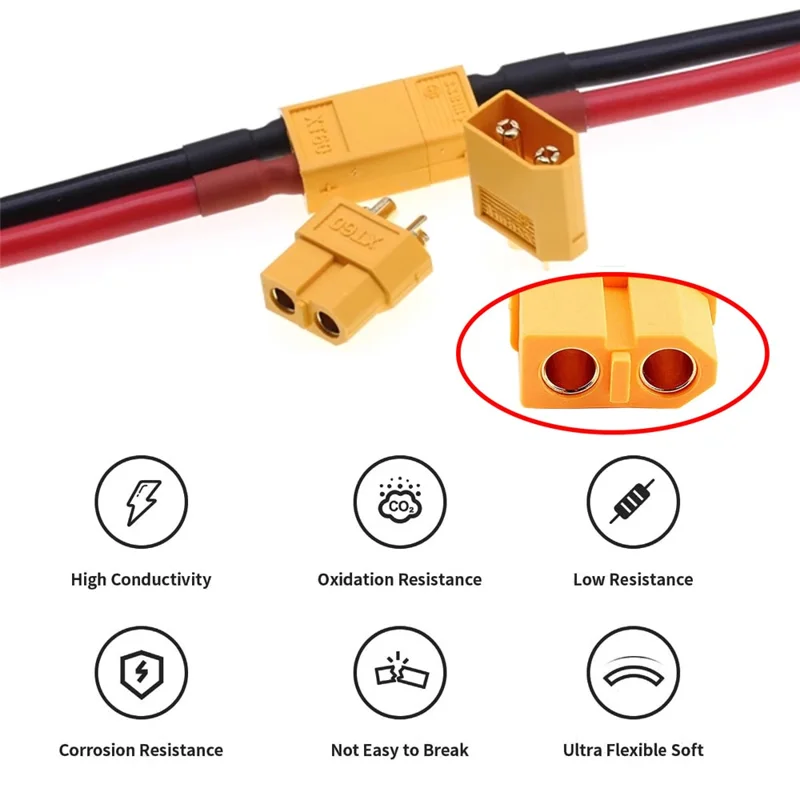 Удлинительный кабель с разъемами XT60 PW-052-FF, 12AWG, длина 0,5 м, женский-женский, для аккумуляторов и станций питания
