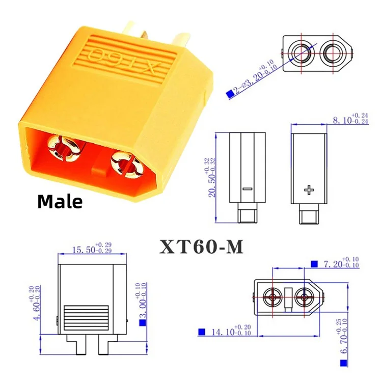 PW-052-MF XT60 0.5m 12AWG Male to Female Extension Cable Connector for RC Battery Portable Power Station