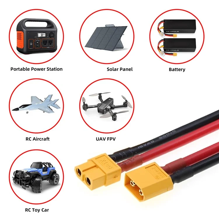 PW-052-MF XT60 0.5m 12AWG Male to Female Extension Cable Connector for RC Battery Portable Power Station