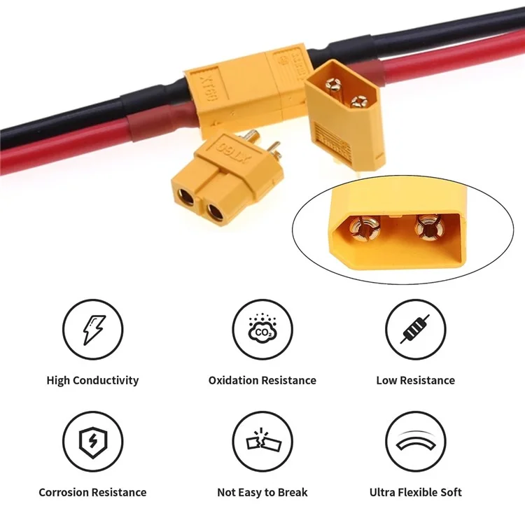 PW-052-MF XT60 0.5m 12AWG Male to Female Extension Cable Connector for RC Battery Portable Power Station