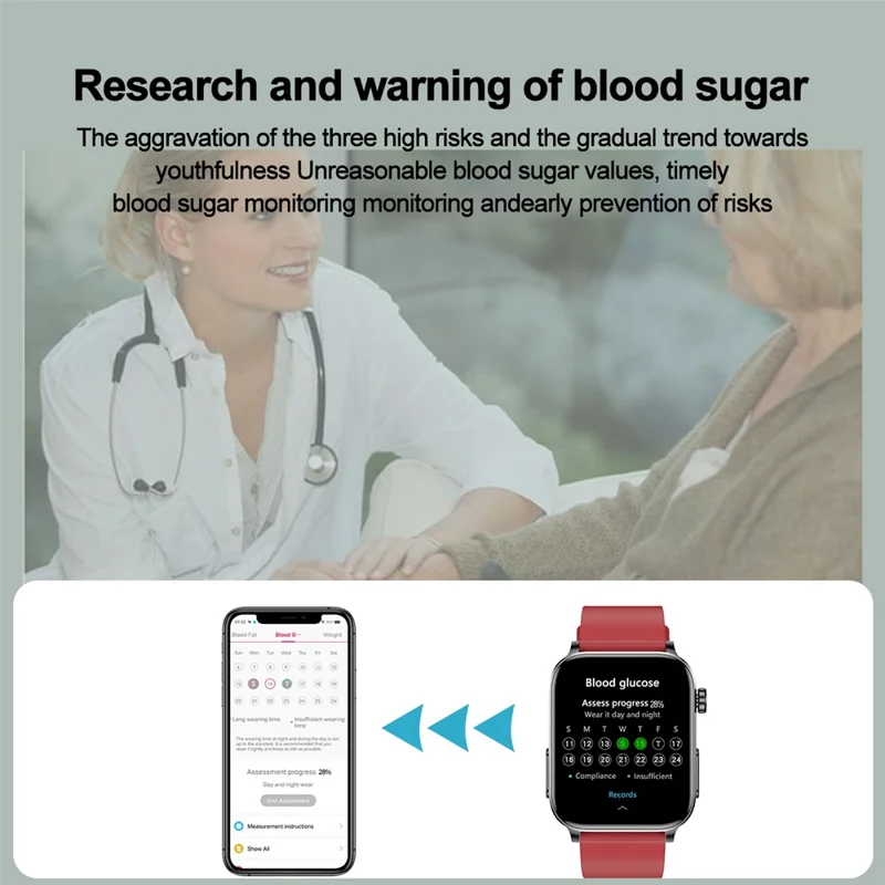 Bracelet intelligent TK15 1,96 pouces Bluetooth avec appel ECG, surveillance du rythme cardiaque et de la température, montre de sport avec podomètre, bracelet en silicone - Noir