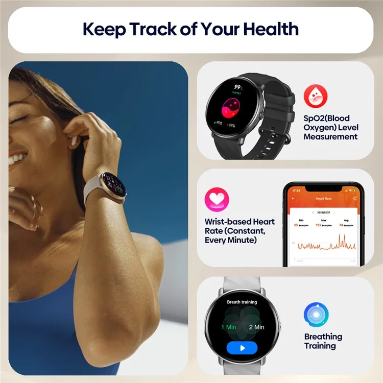 ZEBLAZE GTR 3 Pro 1.43" AMOLED-Display Bluetooth-Sprachsmart-Watch Mit Multi-Sport-Modus Fitness-Watch - Schwarz