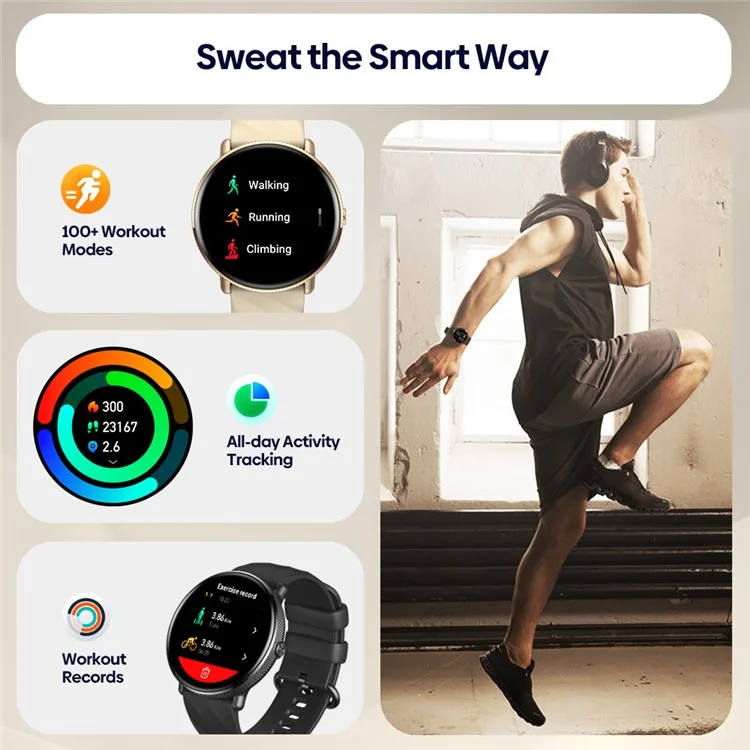 ZEBLAZE GTR 3 Pro 1.43" AMOLED-Display Bluetooth-Sprachsmart-Watch Mit Multi-Sport-Modus Fitness-Watch - Schwarz