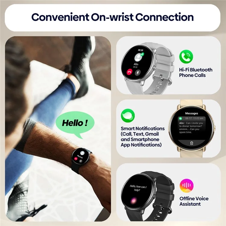 ZEBLAZE GTR 3 Pro 1.43" AMOLED-Display Bluetooth-Sprachsmart-Watch Mit Multi-Sport-Modus Fitness-Watch - Schwarz