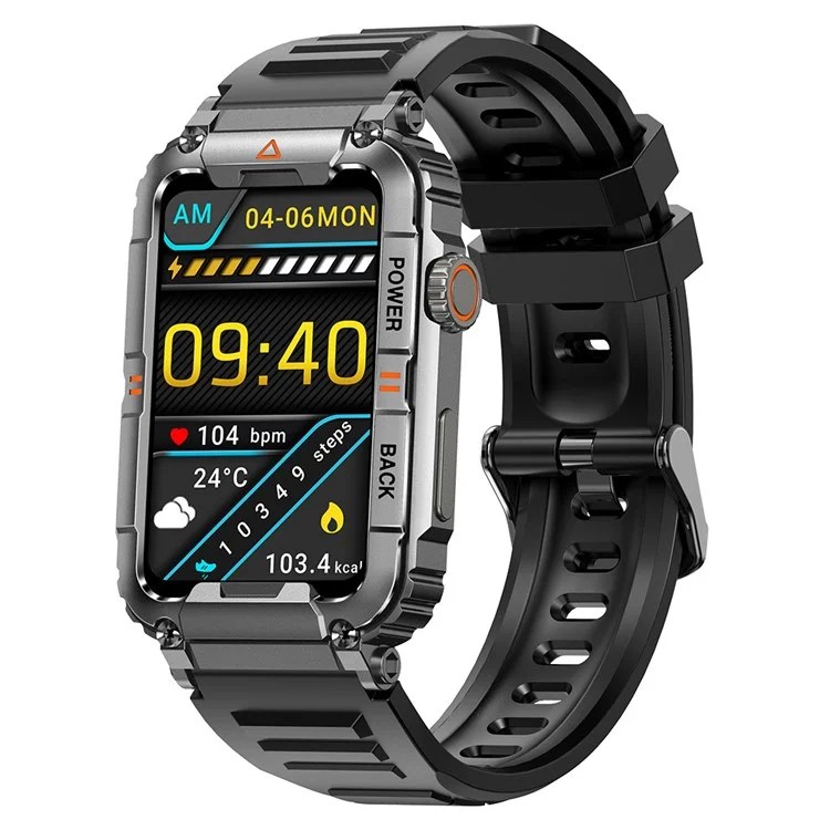 Relógio Inteligente KR88 IP67 à Prova d'Água, Rastreador de Fitness, Pulseira, Monitor de Frequência Cardíaca e Oxigênio no Sangue, Monitoramento do Sono - Preto