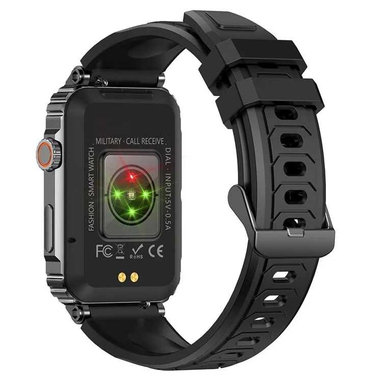 Relógio Inteligente KR88 IP67 à Prova d'Água, Rastreador de Fitness, Pulseira, Monitor de Frequência Cardíaca e Oxigênio no Sangue, Monitoramento do Sono - Preto