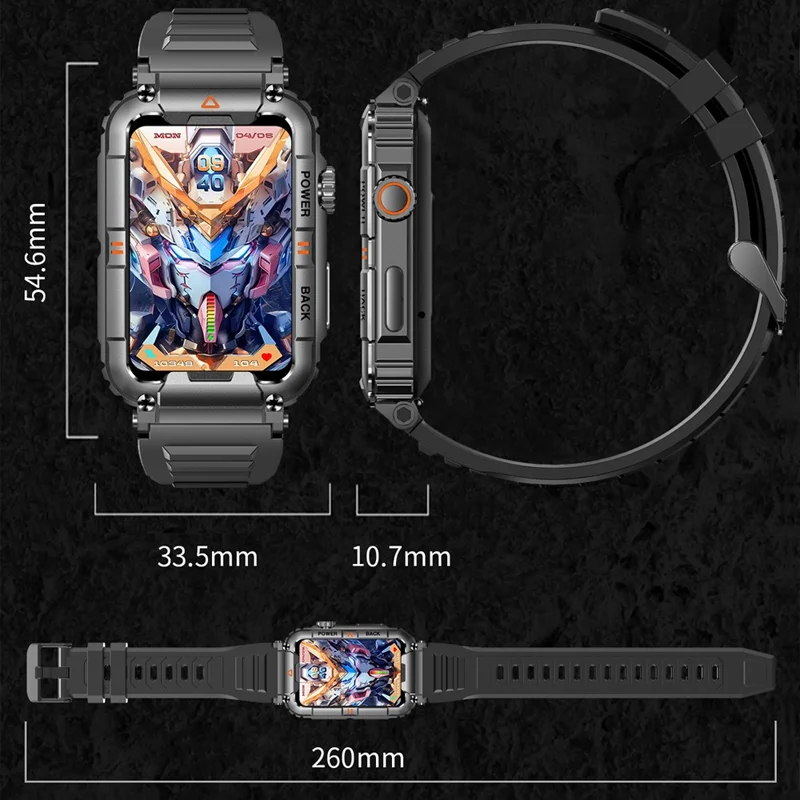 KR88 Smart Watch IP67 Waterproof Fitness Tracker Bracelet Heart Rate Blood Oxygen Monitor Sleep Tracking - Orange