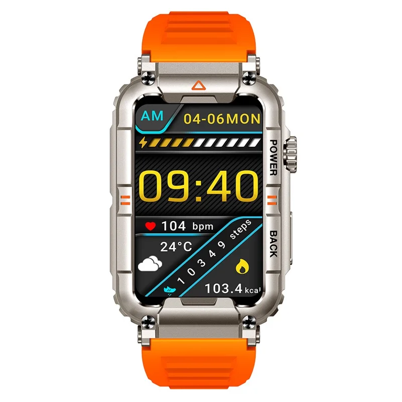 KR88 Smart Watch IP67 Waterproof Fitness Tracker Bracelet Heart Rate Blood Oxygen Monitor Sleep Tracking - Orange