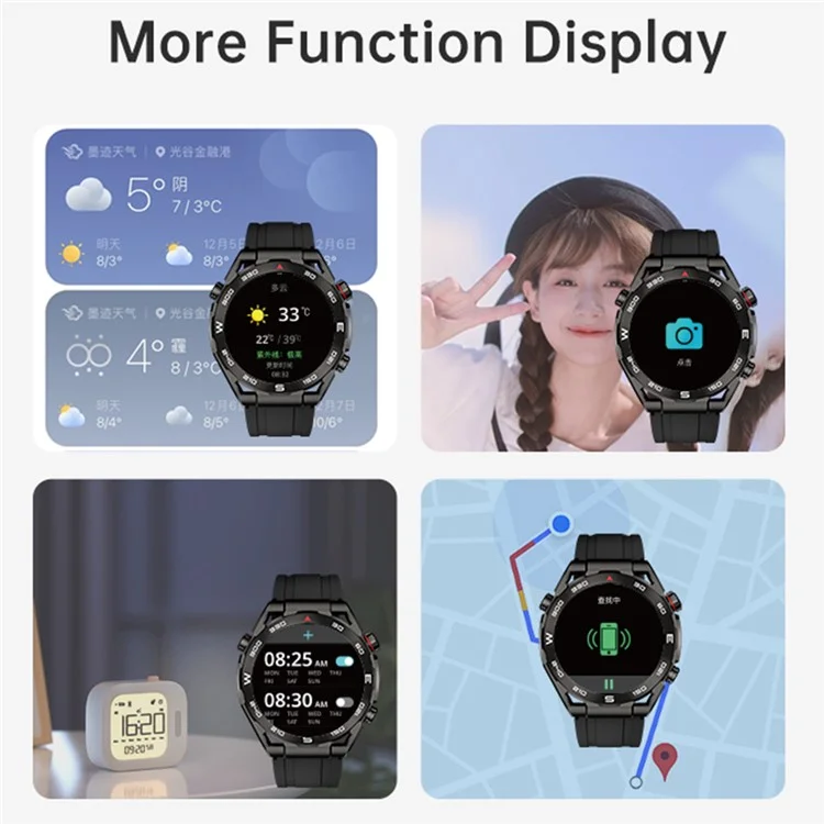 Großpackungskauf AM13 Runder Bildschirm 1,43 Zoll AMOLED Smartwatch Outdoor-Sport Bluetooth-Sprech-Fitness-Armband - Schwarz / Blau