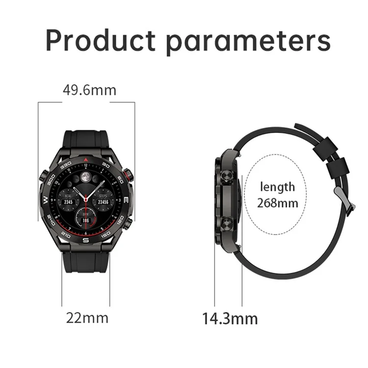 Großpackungskauf AM13 Runder Bildschirm 1,43 Zoll AMOLED Smartwatch Outdoor-Sport Bluetooth-Sprech-Fitness-Armband - Schwarz / Blau