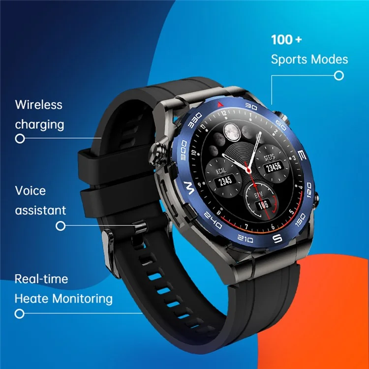 Großpackungskauf AM13 Runder Bildschirm 1,43 Zoll AMOLED Smartwatch Outdoor-Sport Bluetooth-Sprech-Fitness-Armband - Schwarz / Blau