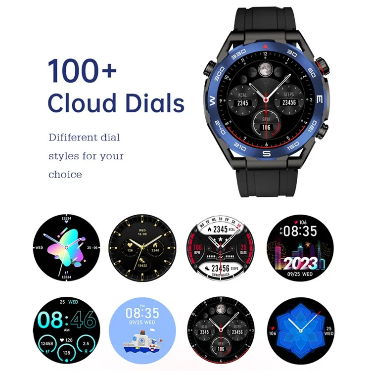 Großpackungskauf AM13 Runder Bildschirm 1,43 Zoll AMOLED Smartwatch Outdoor-Sport Bluetooth-Sprech-Fitness-Armband - Schwarz / Blau