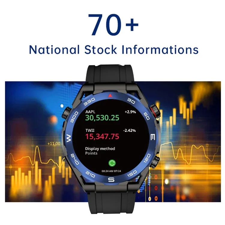 Großpackungskauf AM13 Runder Bildschirm 1,43 Zoll AMOLED Smartwatch Outdoor-Sport Bluetooth-Sprech-Fitness-Armband - Schwarz / Blau