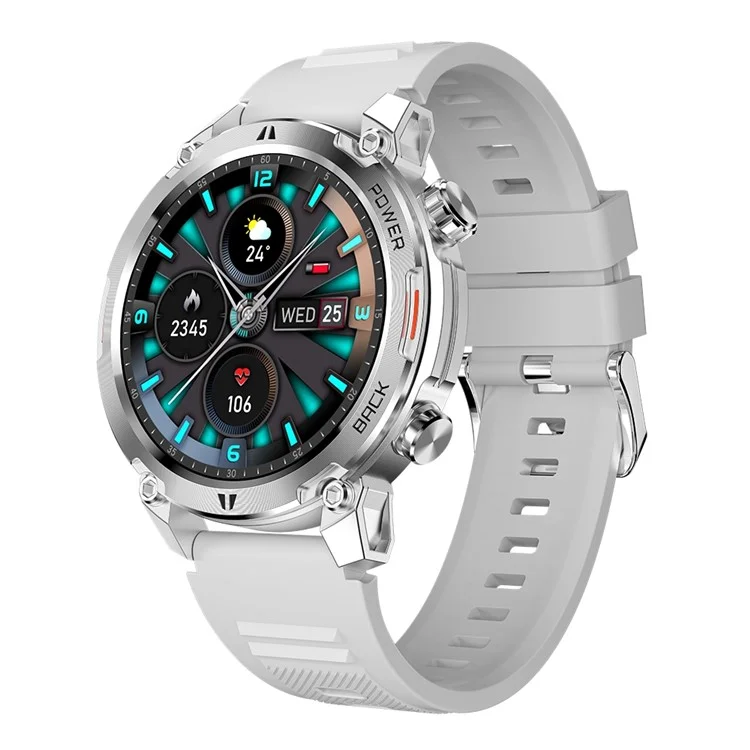 Bulk Buy R19 Bluetooth-Call-Smartwatch 1.39'' TFT-Touchscreen Fitness-Tracker mit Schlaf-Herzfrequenzmonitor - Silber / Silbernes Armband